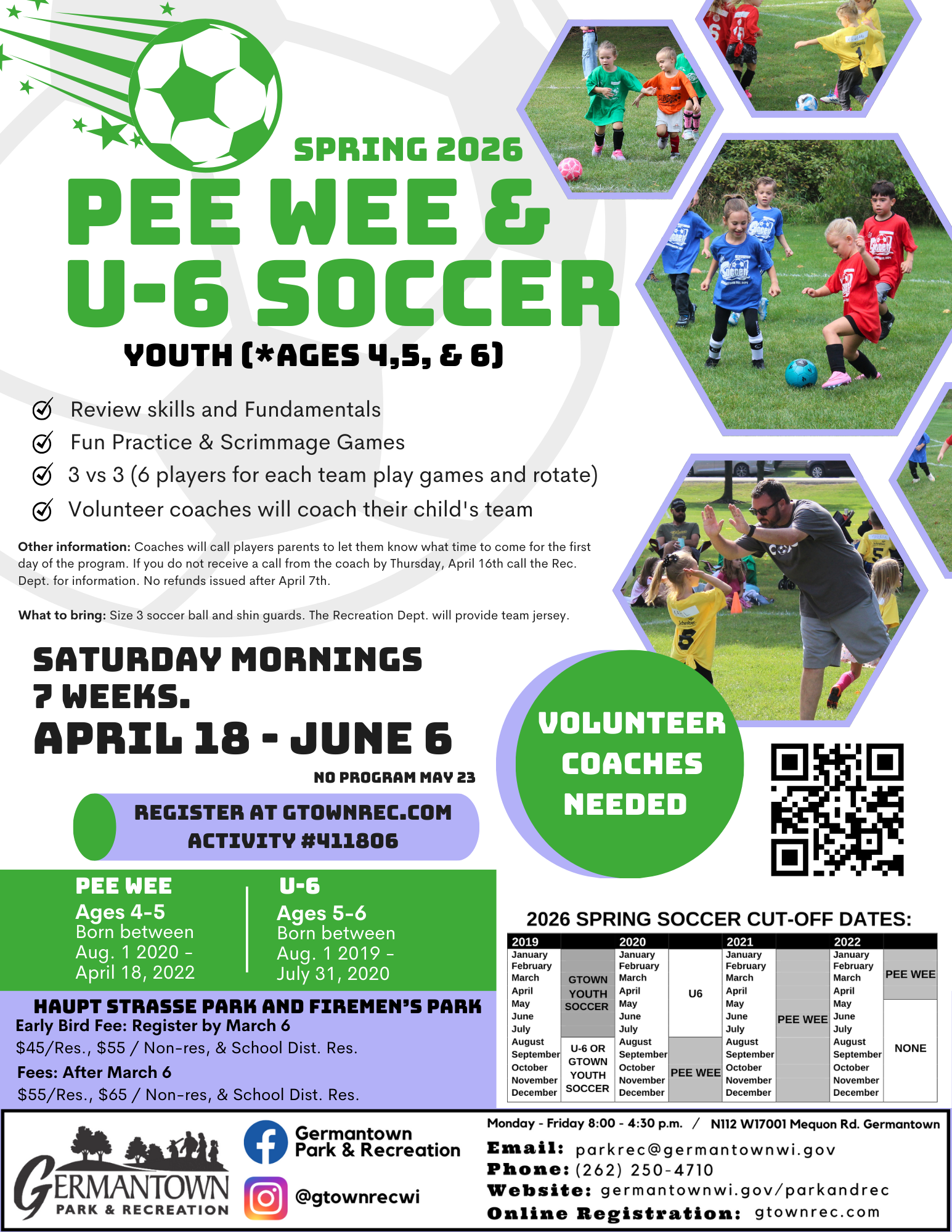 Pee Wee U6 Soccer spring 2026