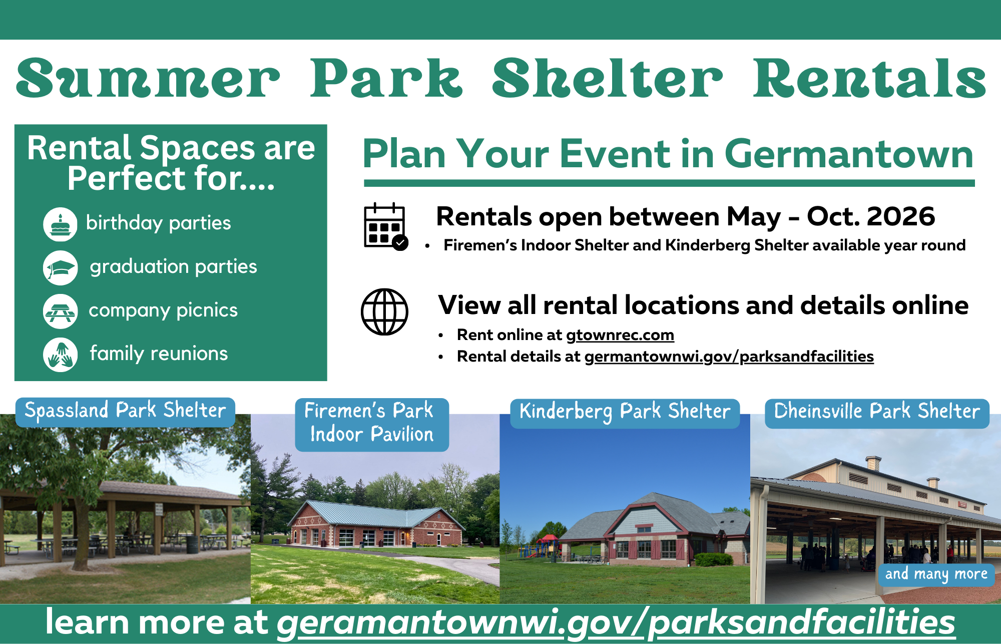 Park Shelter Rentals 2026